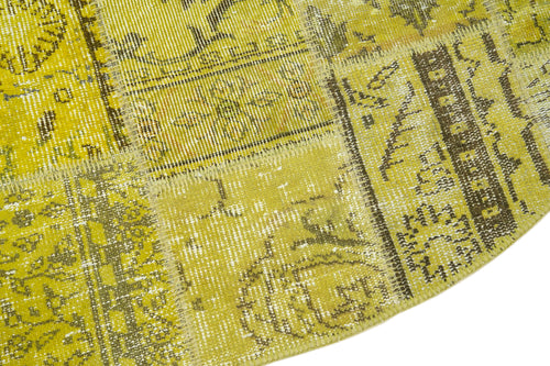 Kırk Yama Sarı Patchwork Pamuk Yün El Dokuma Halısı 195x195 Agacan