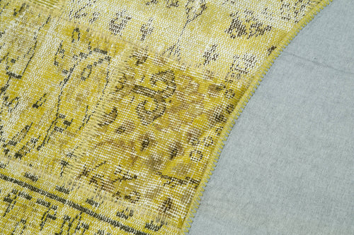 Kırk Yama Sarı Patchwork Pamuk Yün El Dokuma Halısı 195x195 Agacan