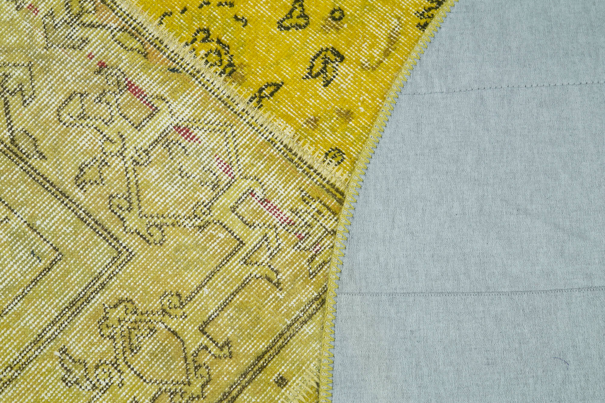 Kırk Yama Sarı Patchwork Pamuk Yün El Dokuma Halısı 195x195 Agacan