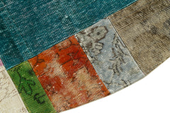 Kırk Yama Gri Patchwork Pamuk Yün El Dokuma Halısı 200x200 Agacan