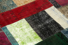 Kırk Yama Gri Patchwork Pamuk Yün El Dokuma Halısı 200x200 Agacan