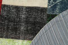 Kırk Yama Gri Patchwork Pamuk Yün El Dokuma Halısı 200x200 Agacan