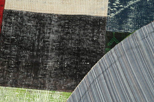 Kırk Yama Gri Patchwork Pamuk Yün El Dokuma Halısı 200x200 Agacan