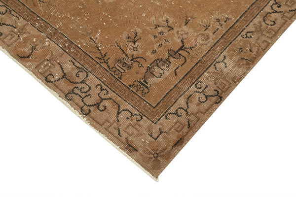 Overdyed Vintage Kahverengi Eskitme Pamuk Yün El Dokuma Halısı 113x204 Agacan