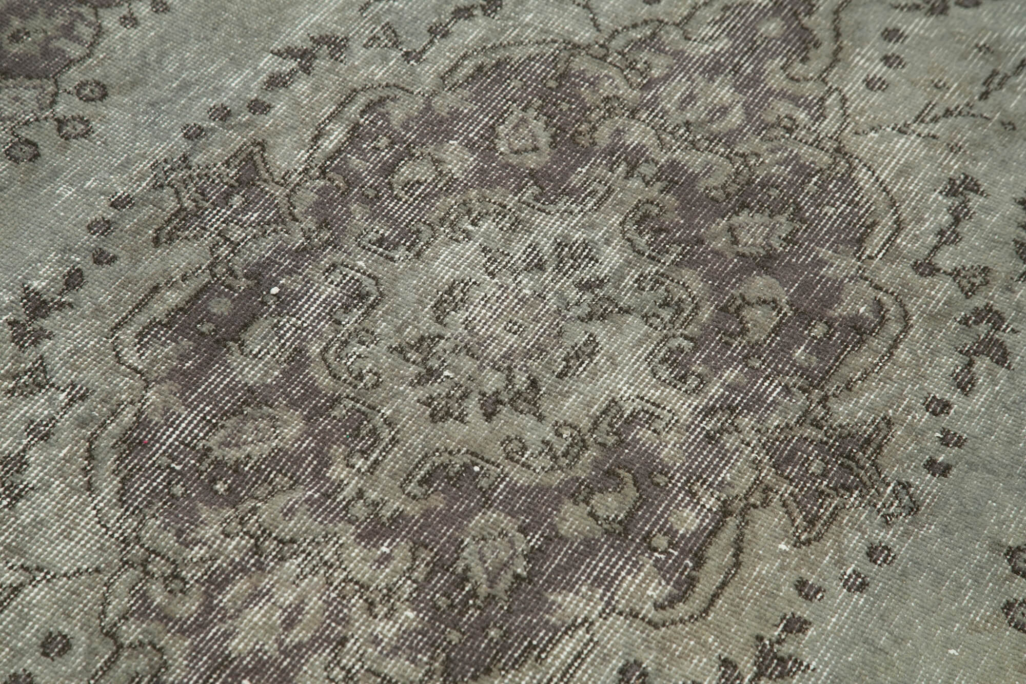 Overdyed Vintage Gri Eskitme Pamuk Yün El Dokuma Halısı 117x204 Agacan