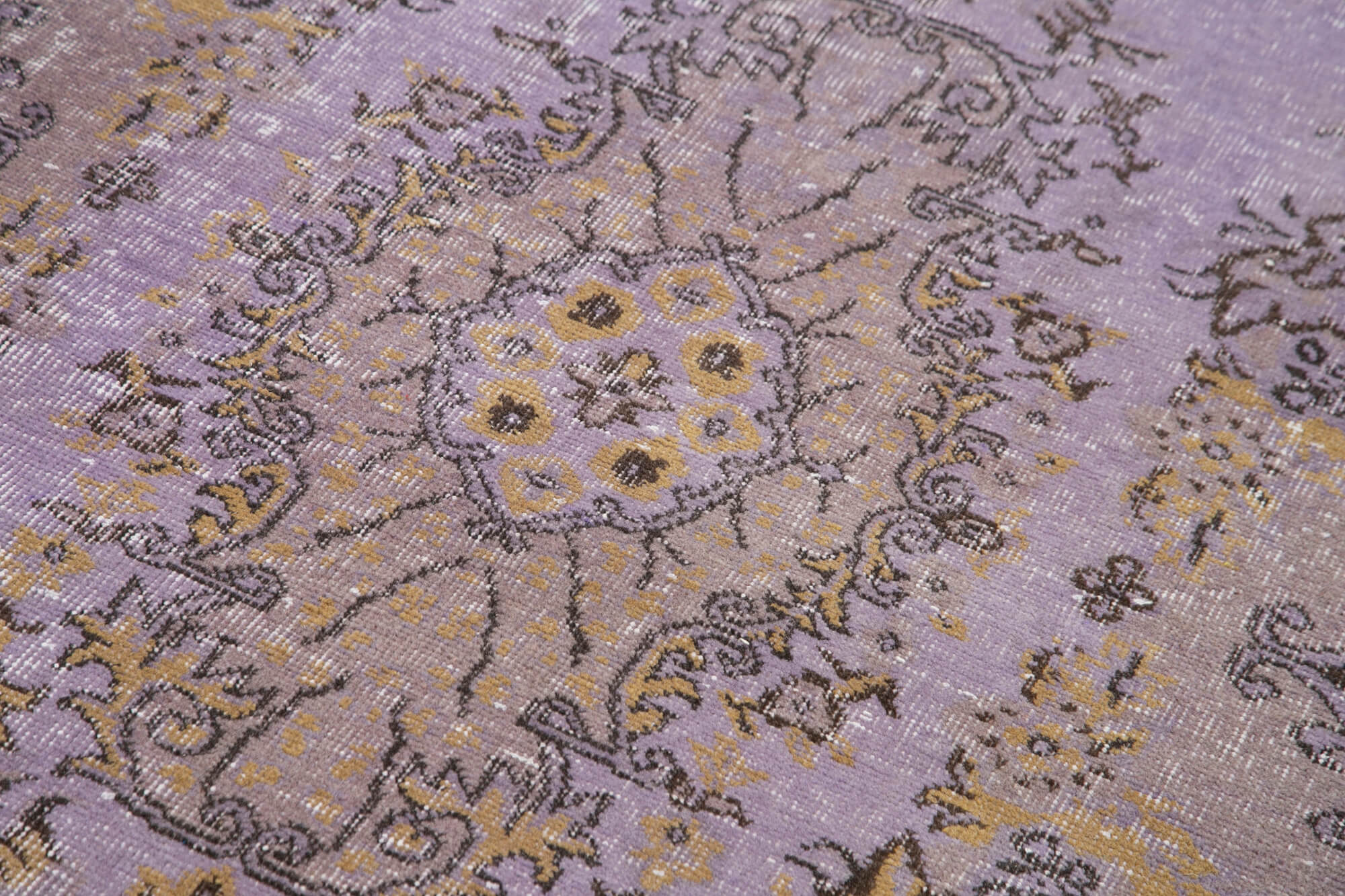 Overdyed Vintage Kahverengi Eskitme Pamuk Yün El Dokuma Halısı 110x231 Agacan