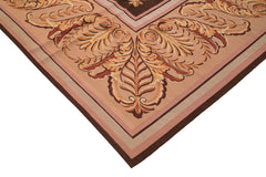 Aubusson Floral Pembe Çiçekli Pamuk Yün El Dokuma Halısı 363x384 Agacan