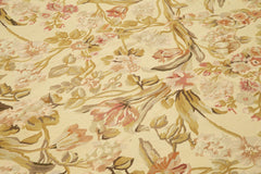 Aubusson Floral Bej Çiçekli Pamuk Yün El Dokuma Halısı 266x366 Agacan