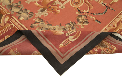Aubusson Floral Kırmızı Çiçekli Pamuk Yün El Dokuma Halısı 303x331 Agacan