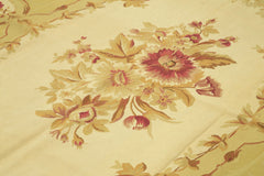 Aubusson Floral Sarı Çiçekli Pamuk Yün El Dokuma Halısı 265x363 Agacan