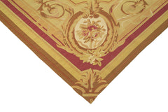 Aubusson Floral Sarı Çiçekli Pamuk Yün El Dokuma Halısı 267x371 Agacan