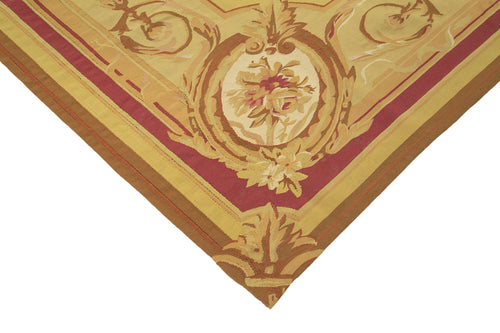 Aubusson Floral Sarı Çiçekli Pamuk Yün El Dokuma Halısı 267x371 Agacan