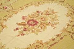 Aubusson Floral Sarı Çiçekli Pamuk Yün El Dokuma Halısı 267x371 Agacan