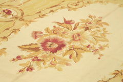 Aubusson Floral Sarı Çiçekli Pamuk Yün El Dokuma Halısı 271x362 Agacan