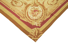 Aubusson Floral Sarı Çiçekli Pamuk Yün El Dokuma Halısı 261x365 Agacan