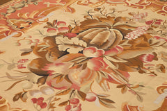 Aubusson Floral Pembe Çiçekli Pamuk Yün El Dokuma Halısı 306x335 Agacan