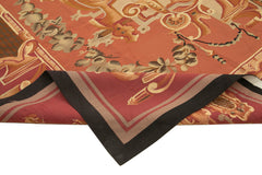 Aubusson Floral Pembe Çiçekli Pamuk Yün El Dokuma Halısı 306x335 Agacan