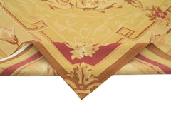 Aubusson Floral Sarı Çiçekli Pamuk Yün El Dokuma Halısı 266x357 Agacan