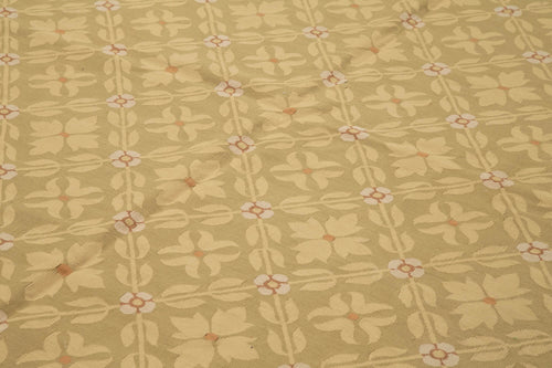 Aubusson Floral Kahverengi Çiçekli Pamuk Yün El Dokuma Halısı 301x420 Agacan