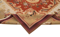 Aubusson Floral Bej Çiçekli Pamuk Yün El Dokuma Halısı 265x362 Agacan