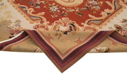 Aubusson Floral Bej Çiçekli Pamuk Yün El Dokuma Halısı 265x362 Agacan
