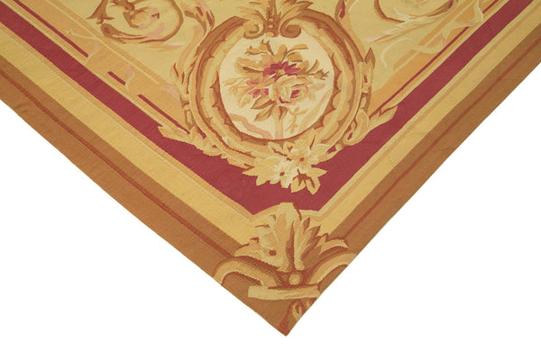 Aubusson Floral Sarı Çiçekli Pamuk Yün El Dokuma Halısı 268x365 Agacan