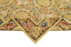 Aubusson Floral Sarı Çiçekli Pamuk Yün El Dokuma Halısı 338x381 Agacan