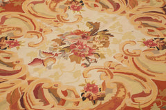 Aubusson Floral Bej Çiçekli Pamuk Yün El Dokuma Halısı 273x367 Agacan