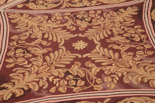 Aubusson Floral Pembe Çiçekli Pamuk Yün El Dokuma Halısı 270x338 Agacan