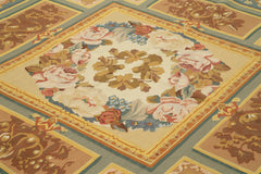 Aubusson Floral Sarı Çiçekli Pamuk Yün El Dokuma Halısı 275x364 Agacan