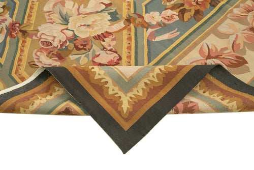 Aubusson Floral Sarı Çiçekli Pamuk Yün El Dokuma Halısı 275x364 Agacan