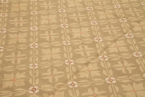 Aubusson Floral Kahverengi Çiçekli Pamuk Yün El Dokuma Halısı 295x422 Agacan