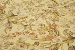 Aubusson Floral Sarı Çiçekli Pamuk Yün El Dokuma Halısı 304x430 Agacan