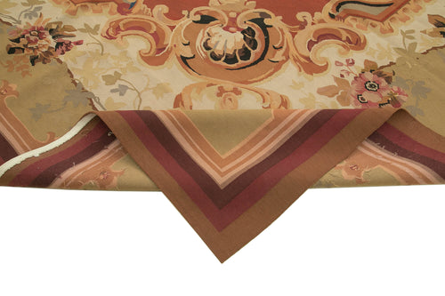 Aubusson Floral Bej Çiçekli Pamuk Yün El Dokuma Halısı 321x426 Agacan