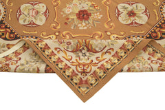 Aubusson Floral Bej Çiçekli Pamuk Yün El Dokuma Halısı 236x306 Agacan