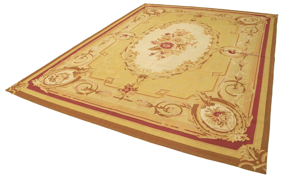 Aubusson Floral Sarı Çiçekli Pamuk Yün El Dokuma Halısı 265x366 Agacan