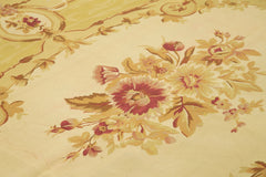 Aubusson Floral Sarı Çiçekli Pamuk Yün El Dokuma Halısı 265x366 Agacan