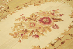 Aubusson Floral Sarı Çiçekli Pamuk Yün El Dokuma Halısı 265x362 Agacan