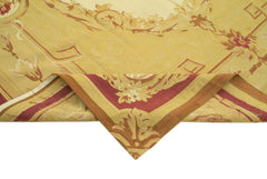 Aubusson Floral Sarı Çiçekli Pamuk Yün El Dokuma Halısı 261x362 Agacan