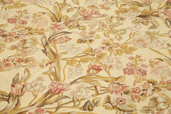 Aubusson Floral Sarı Çiçekli Pamuk Yün El Dokuma Halısı 265x368 Agacan