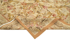 Aubusson Floral Sarı Çiçekli Pamuk Yün El Dokuma Halısı 265x368 Agacan