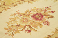 Aubusson Floral Sarı Çiçekli Pamuk Yün El Dokuma Halısı 264x363 Agacan