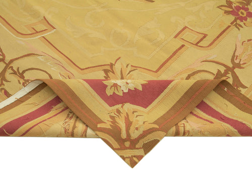 Aubusson Floral Bej Çiçekli Pamuk Yün El Dokuma Halısı 266x361 Agacan