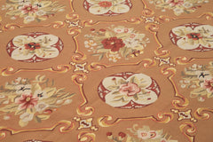 Aubusson Floral Bej Çiçekli Pamuk Yün El Dokuma Halısı 300x430 Agacan