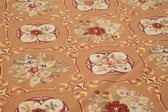 Aubusson Floral Bej Çiçekli Pamuk Yün El Dokuma Halısı 305x427 Agacan