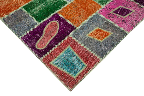 Kırk Yama Gri Patchwork Pamuk Yün El Dokuma Halısı 164x236 Agacan