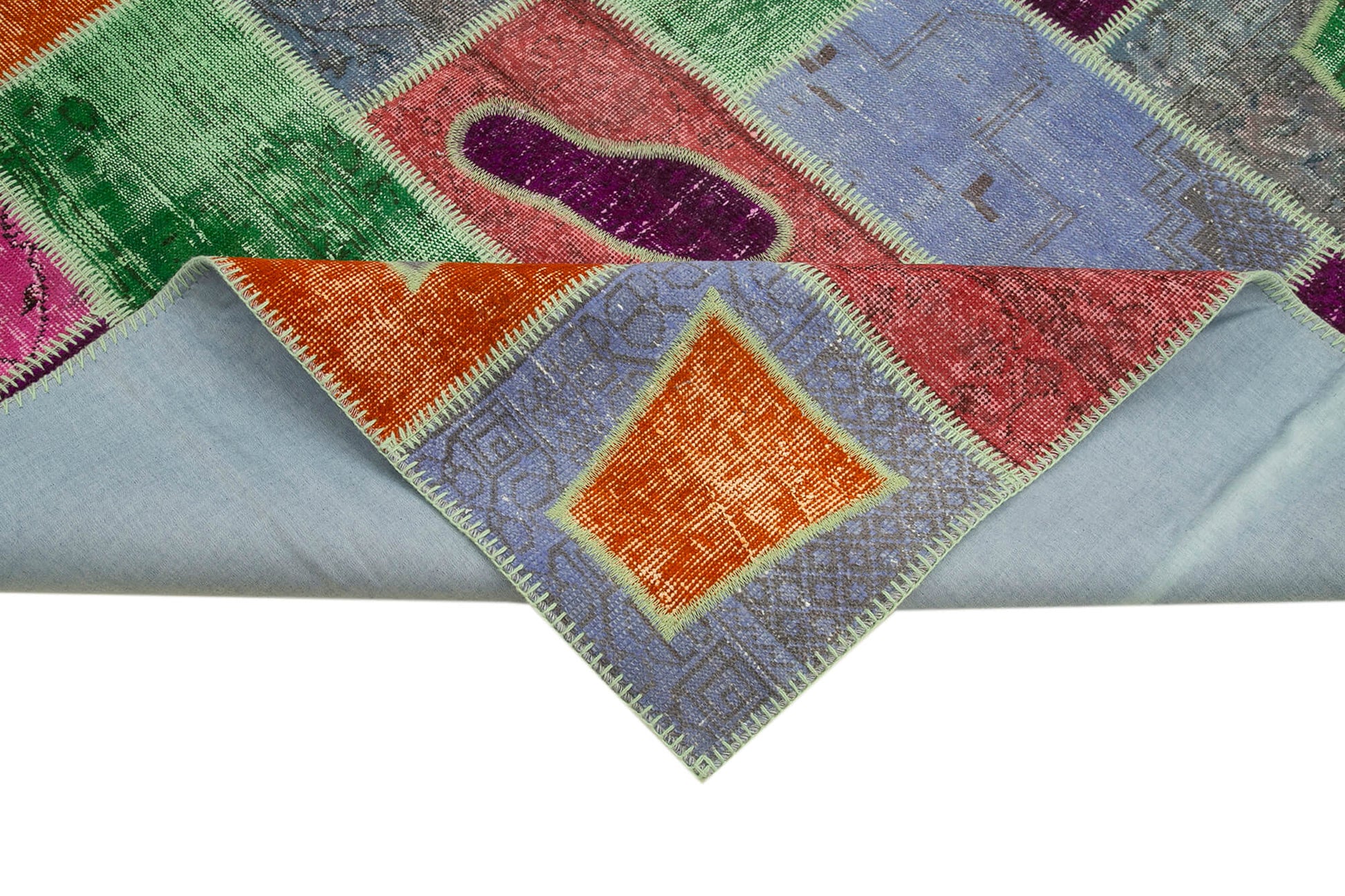 Kırk Yama Gri Patchwork Pamuk Yün El Dokuma Halısı 164x236 Agacan