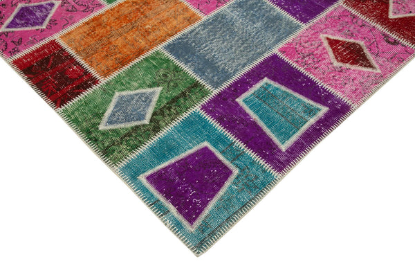 Kırk Yama Gri Patchwork Pamuk Yün El Dokuma Halısı 165x231 Agacan