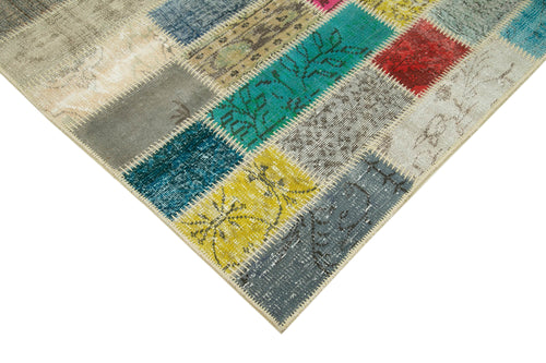 Kırk Yama Gri Patchwork Pamuk Yün El Dokuma Halısı 160x240 Agacan