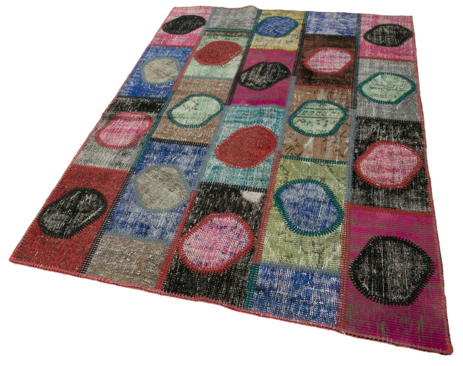 Kırk Yama Gri Patchwork Pamuk Yün El Dokuma Halısı 140x200 Agacan